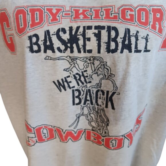 XL Men's T-Shirt Y2k 2003 Small Town Cowboys Basketball Team Trashed Heather - Picture 1 of 5
